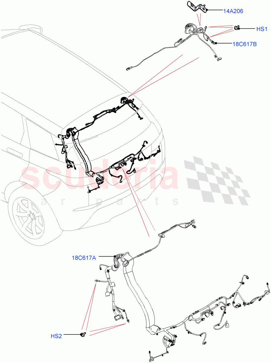 Electrical Wiring - Body And Rear(Tailgate)(Itatiaia (Brazil)) of Land Rover Land Rover Range Rover Evoque (2019+) [1.5 I3 Turbo Petrol AJ20P3]