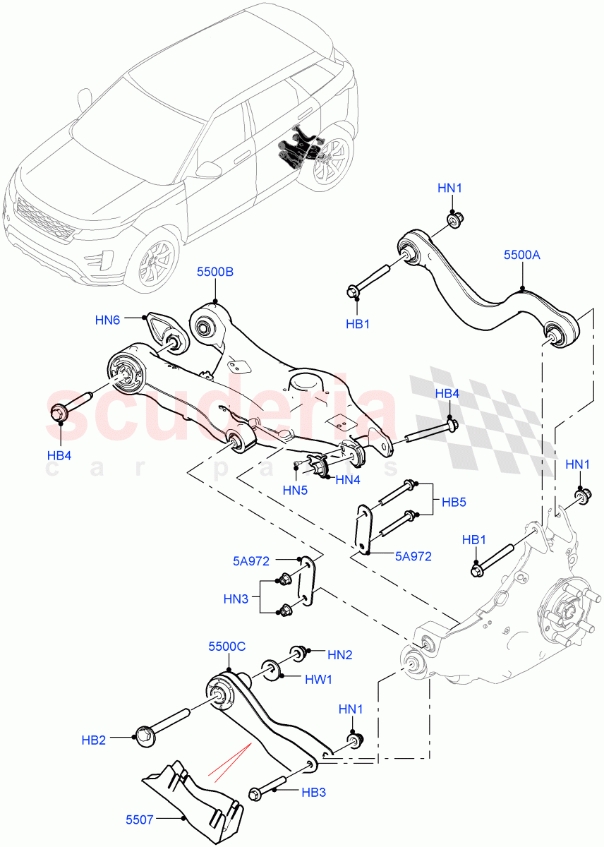 Rear Suspension Arms (Changsu (China)) of Land Rover Land Rover Range Rover Evoque (2019+) [1.5 I3 Turbo Petrol AJ20P3]