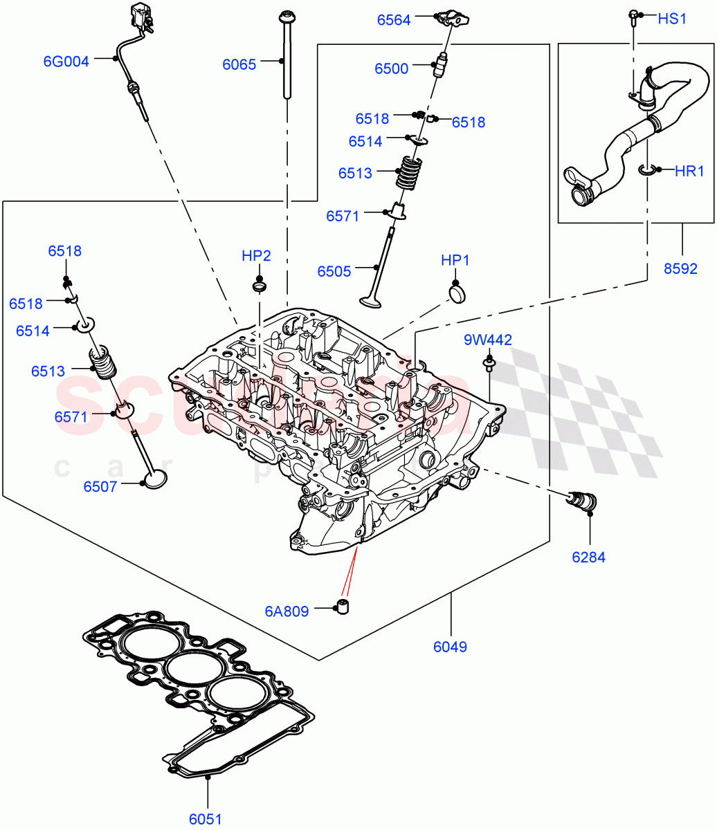 Cylinder Head(1.5L AJ20P3 Petrol High PHEV,Halewood (UK),1.5L AJ20P3 Petrol High)((V)FROMLH000001) of Land Rover Land Rover Range Rover Evoque (2019+) [1.5 I3 Turbo Petrol AJ20P3]