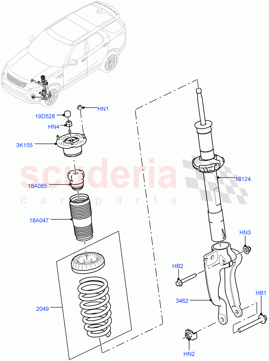 Front Suspension Struts And Springs(Solihull Plant Build)(With Standard Duty Coil Spring Susp)((V)FROMHA000001) of Land Rover Land Rover Discovery 5 (2017+) [2.0 Turbo Diesel]