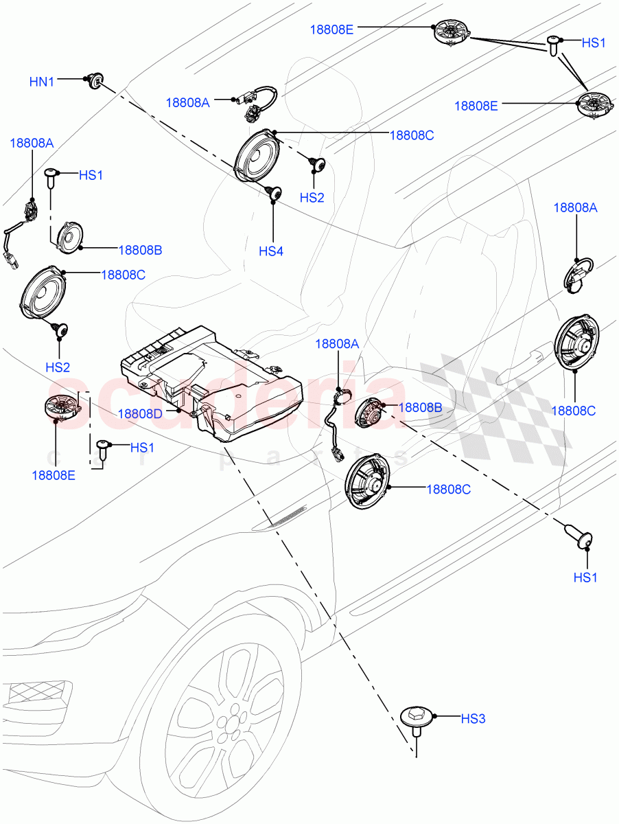 Speakers(Halewood (UK),Premium Audio 1280 W) of Land Rover Land Rover Range Rover Evoque (2012-2018) [2.0 Turbo Petrol GTDI]