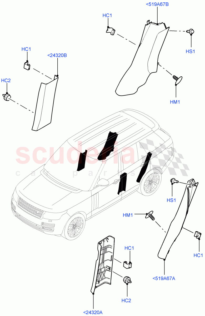 Side Trim(Centre, Front And Rear)(Taurus Leather) of Land Rover Land Rover Range Rover (2012-2021) [5.0 OHC SGDI NA V8 Petrol]