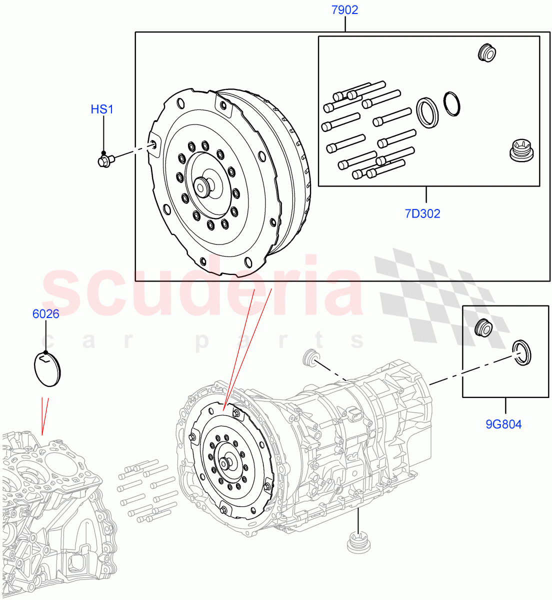 Converter(Nitra Plant Build)(3.0 V6 Diesel,8 Speed Auto Trans ZF 8HP70 4WD)((V)FROMK2000001) of Land Rover Land Rover Discovery 5 (2017+) [3.0 I6 Turbo Petrol AJ20P6]