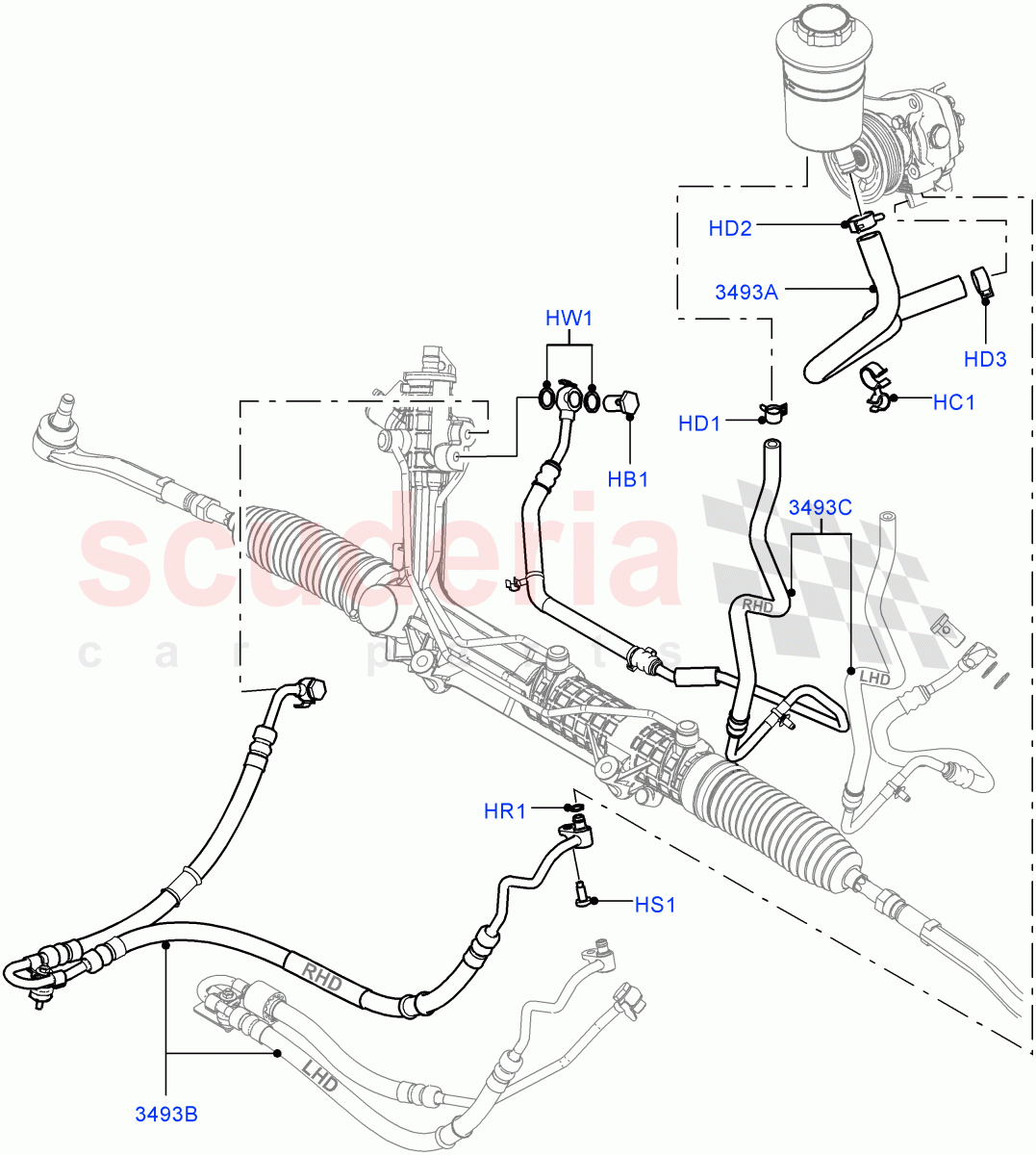 Supply & Return Hoses - Power Strg(4.4L DOHC DITC V8 Diesel)((V)FROMBA000001) of Land Rover Land Rover Range Rover (2010-2012) [4.4 DOHC Diesel V8 DITC]