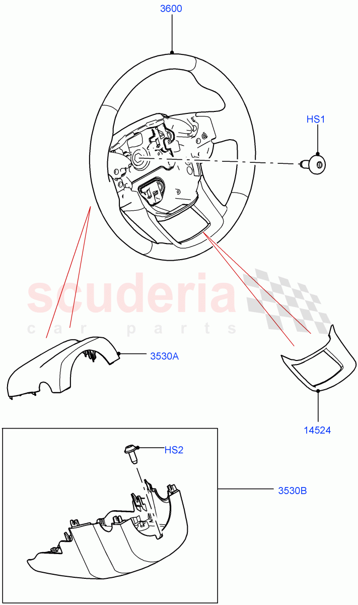 Steering Wheel (Changsu (China)) ((V) TOMG575834) of Land Rover Land Rover Range Rover Evoque (2019+) [1.5 I3 Turbo Petrol AJ20P3]