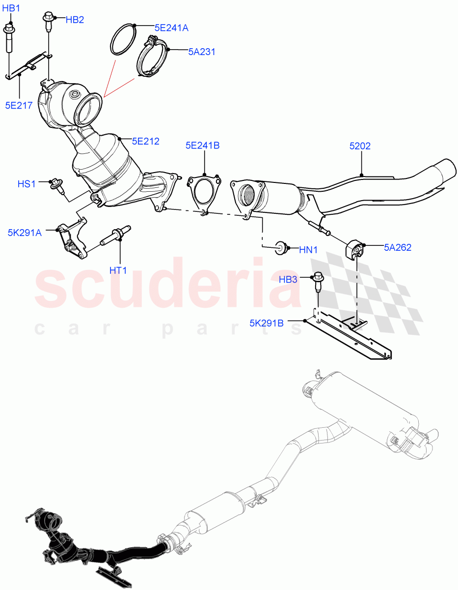 Front Exhaust System(2.0L I4 Mid DOHC AJ200 Petrol,Itatiaia (Brazil),2.0L I4 Mid AJ200 Petrol E100)((V)FROMJT000001) of Land Rover Land Rover Discovery Sport (2015+) [2.0 Turbo Petrol AJ200P]