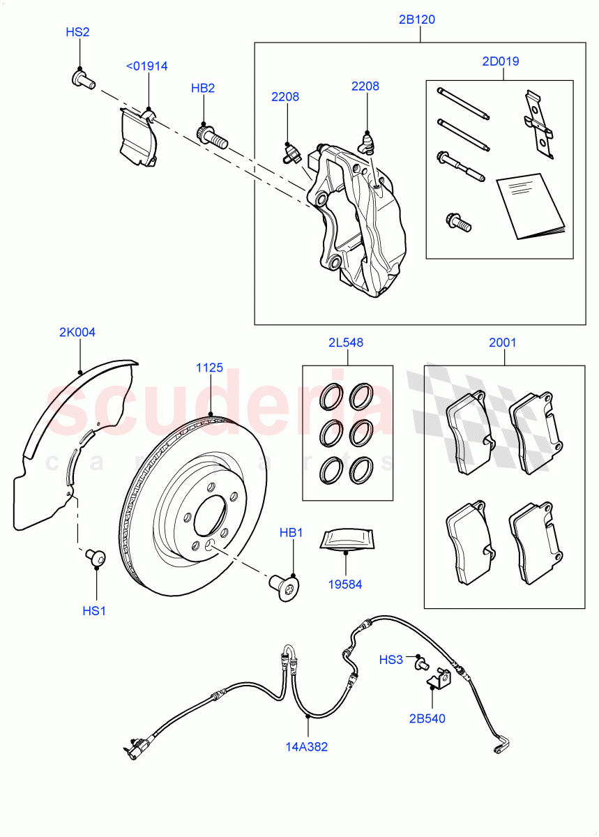 Front Brake Discs And Calipers (Version - Core, Front Disc And Caliper Size 20, Non SVR, Disc And Caliper Size-Frt 20/RR 20) ((V) FROMGA652128) of Land Rover Land Rover Range Rover Sport (2014+) [5.0 OHC SGDI SC V8 Petrol]