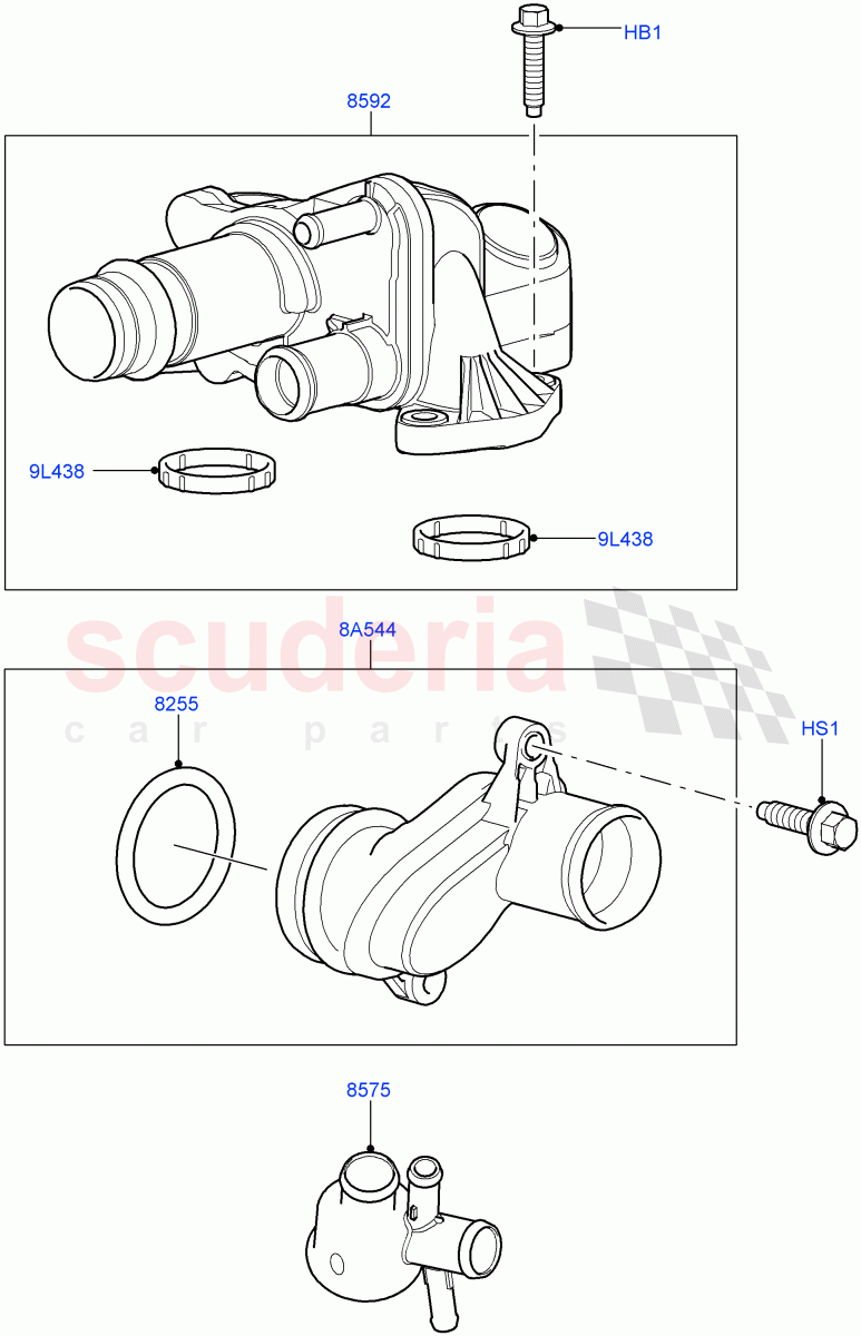 Thermostat/Housing & Related Parts(Lion Diesel 2.7 V6 (140KW))((V)TO9A999999) of Land Rover Land Rover Range Rover Sport (2005-2009) [2.7 Diesel V6]