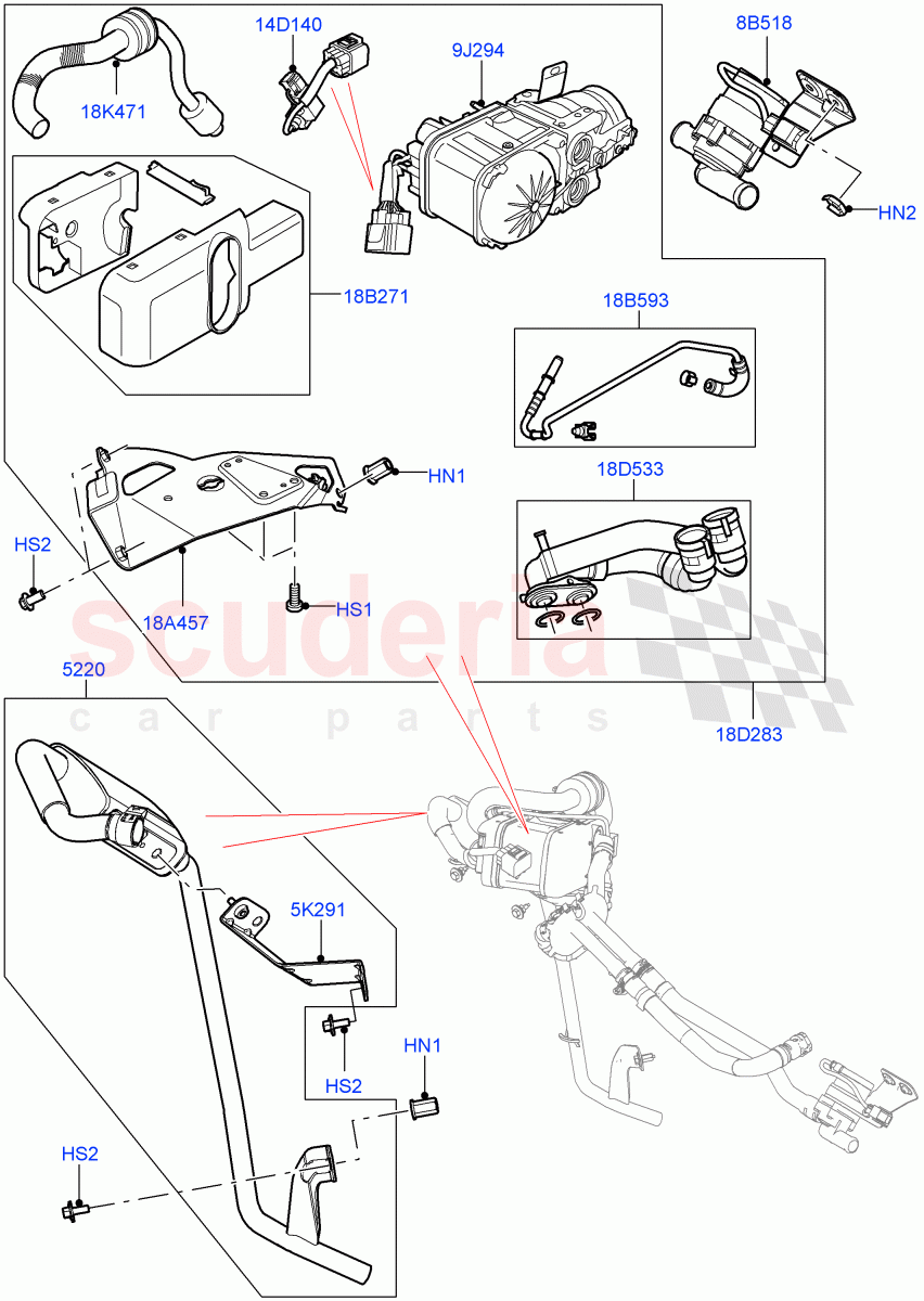 Auxiliary Fuel Fired Pre-Heater (Heater Components, External Components) (Halewood (UK), Fuel Heater W/Pk Heat With Remote, Fuel Heater W/Pk Heat Less Remote, With Fuel Fired Heater, Fuel Fired Heater With Park Heat) ((V) TOKH999999) of Land Rover Land Rover Discovery Sport (2015+) [2.0 Turbo Diesel]