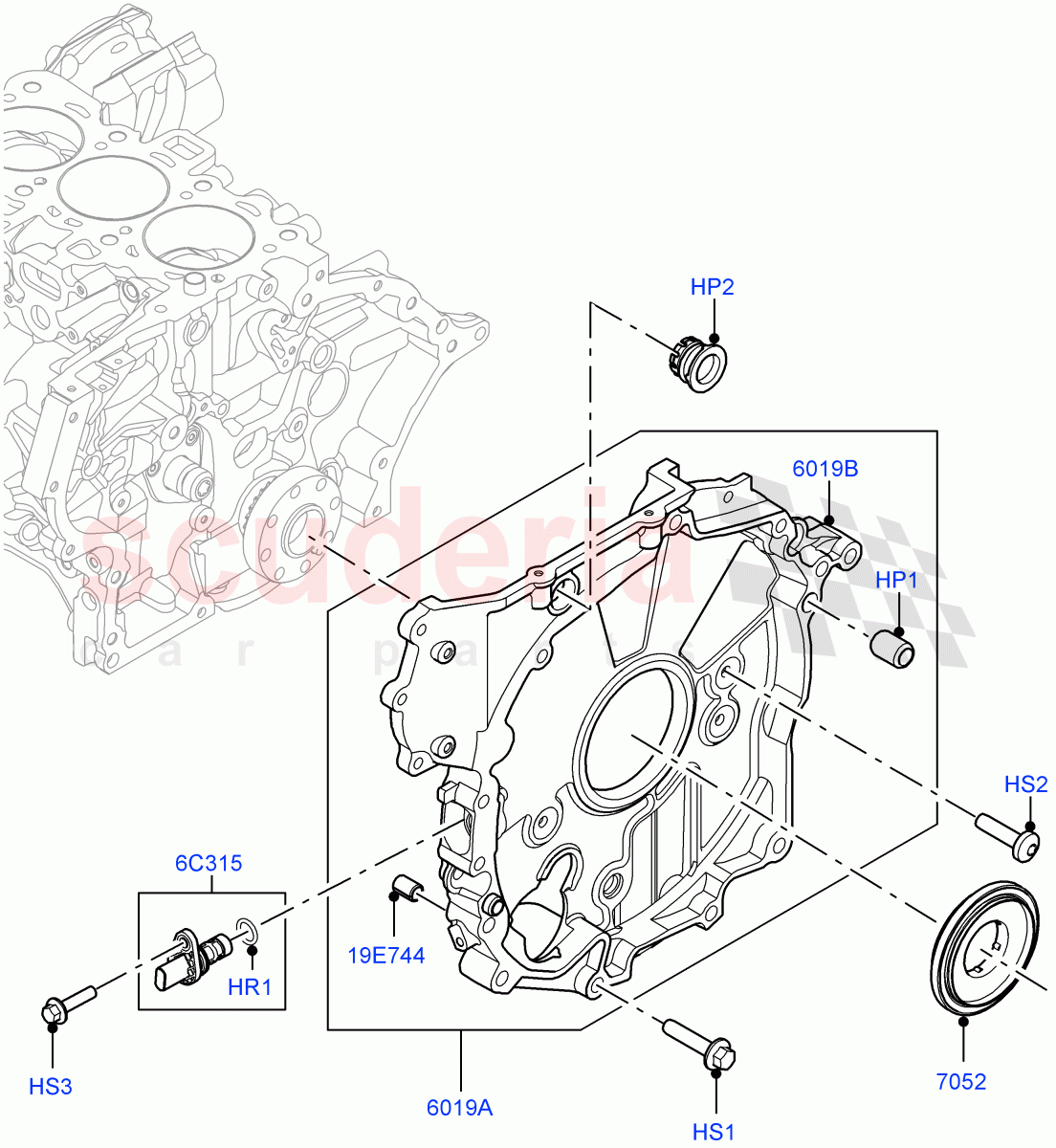 Timing Gear Covers(1.5L AJ20P3 Petrol High PHEV,Changsu (China),1.5L AJ20P3 Petrol High) of Land Rover Land Rover Range Rover Evoque (2019+) [1.5 I3 Turbo Petrol AJ20P3]