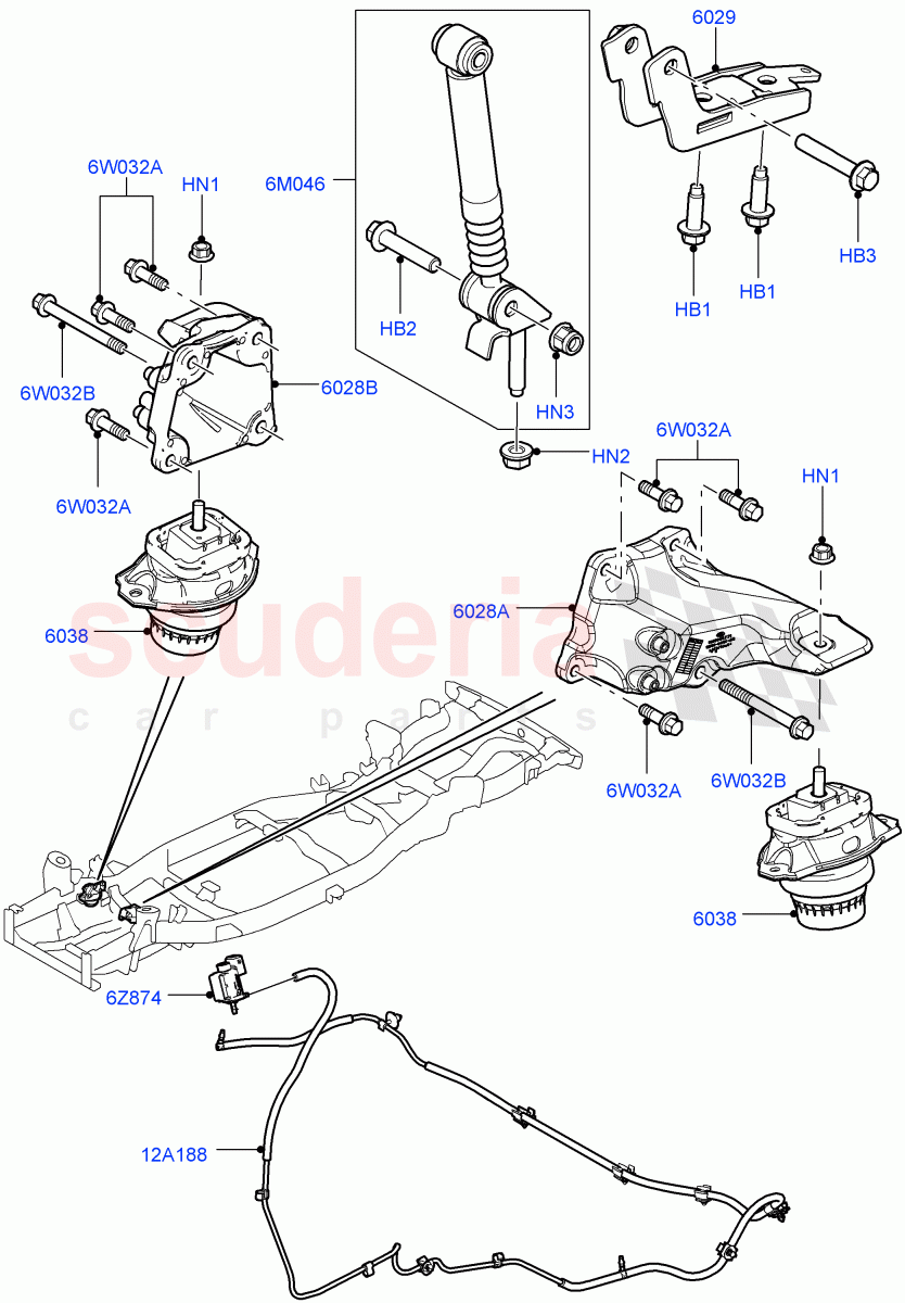 Engine Mounting (3.6L V8 32V DOHC EFi Diesel Lion) ((V) FROM7A000001, (V) TO9A999999) of Land Rover Land Rover Range Rover Sport (2005-2009) [4.2 Petrol V8 Supercharged]