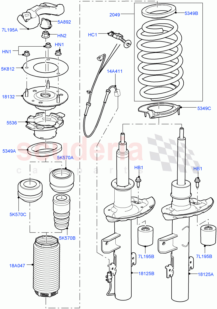 Rear Springs And Shock Absorbers(3 Door,Halewood (UK),5 Door) of Land Rover Land Rover Range Rover Evoque (2012-2018) [2.0 Turbo Petrol AJ200P]