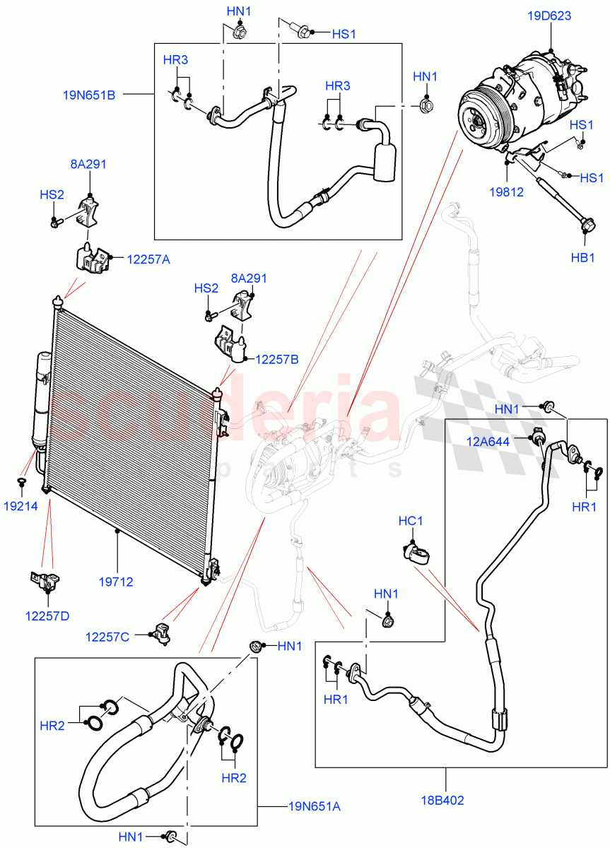 Air Conditioning Condensr/Compressr (Front) (5.0 Petrol AJ133 DOHC CDA) ((V) FROMM2000001) of Land Rover Land Rover Defender (2020+) [3.0 I6 Turbo Diesel AJ20D6]