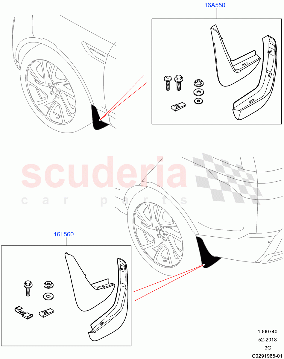 Mudflaps - Front & Rear(Halewood (UK)) of Land Rover Land Rover Range Rover Evoque (2019+) [1.5 I3 Turbo Petrol AJ20P3]