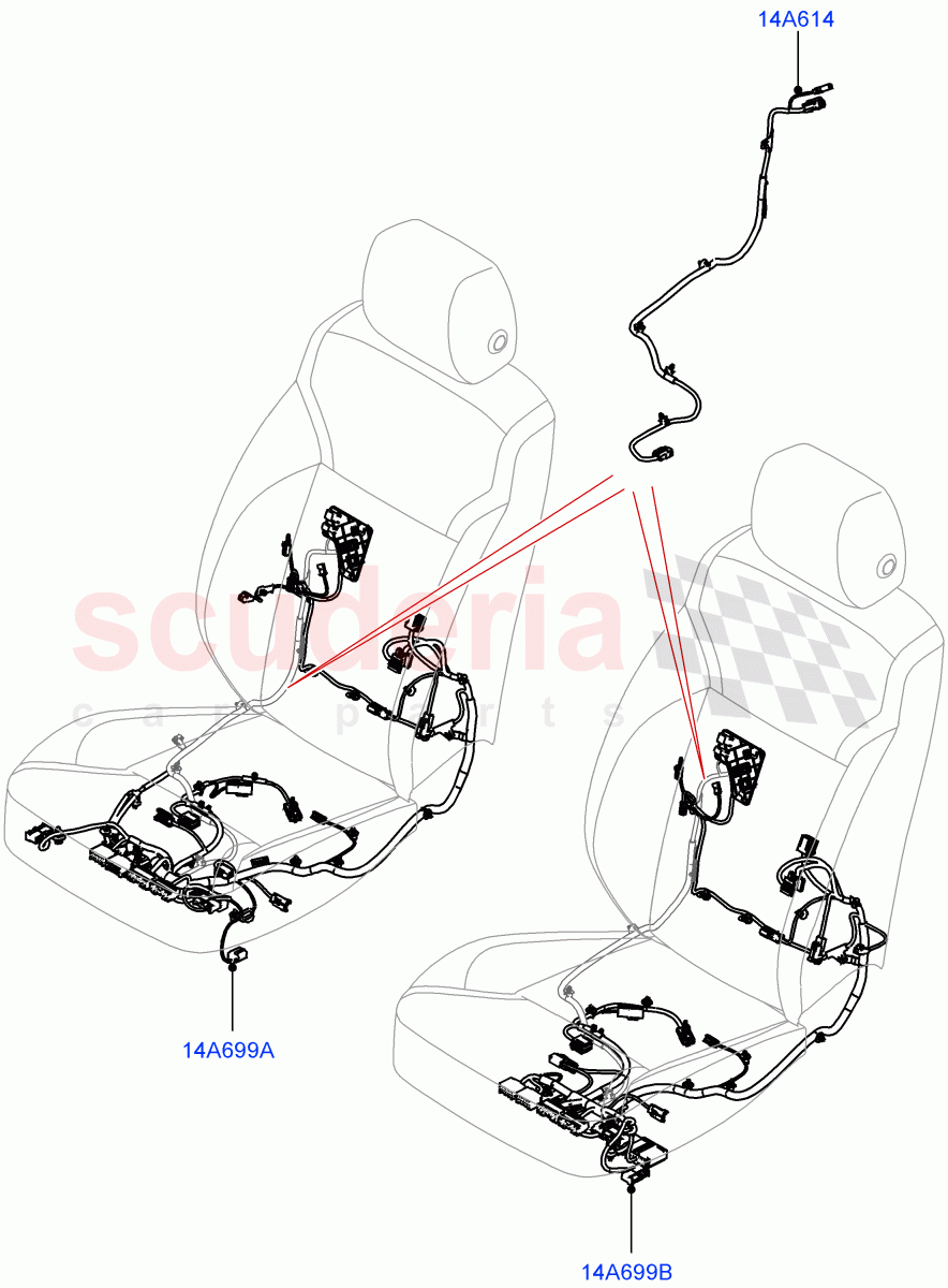 Wiring - Seats (Solihull Plant Build, Front Seats) ((V) FROMJA000001, (V) TOJA999999) of Land Rover Land Rover Discovery 5 (2017+) [3.0 Diesel 24V DOHC TC]