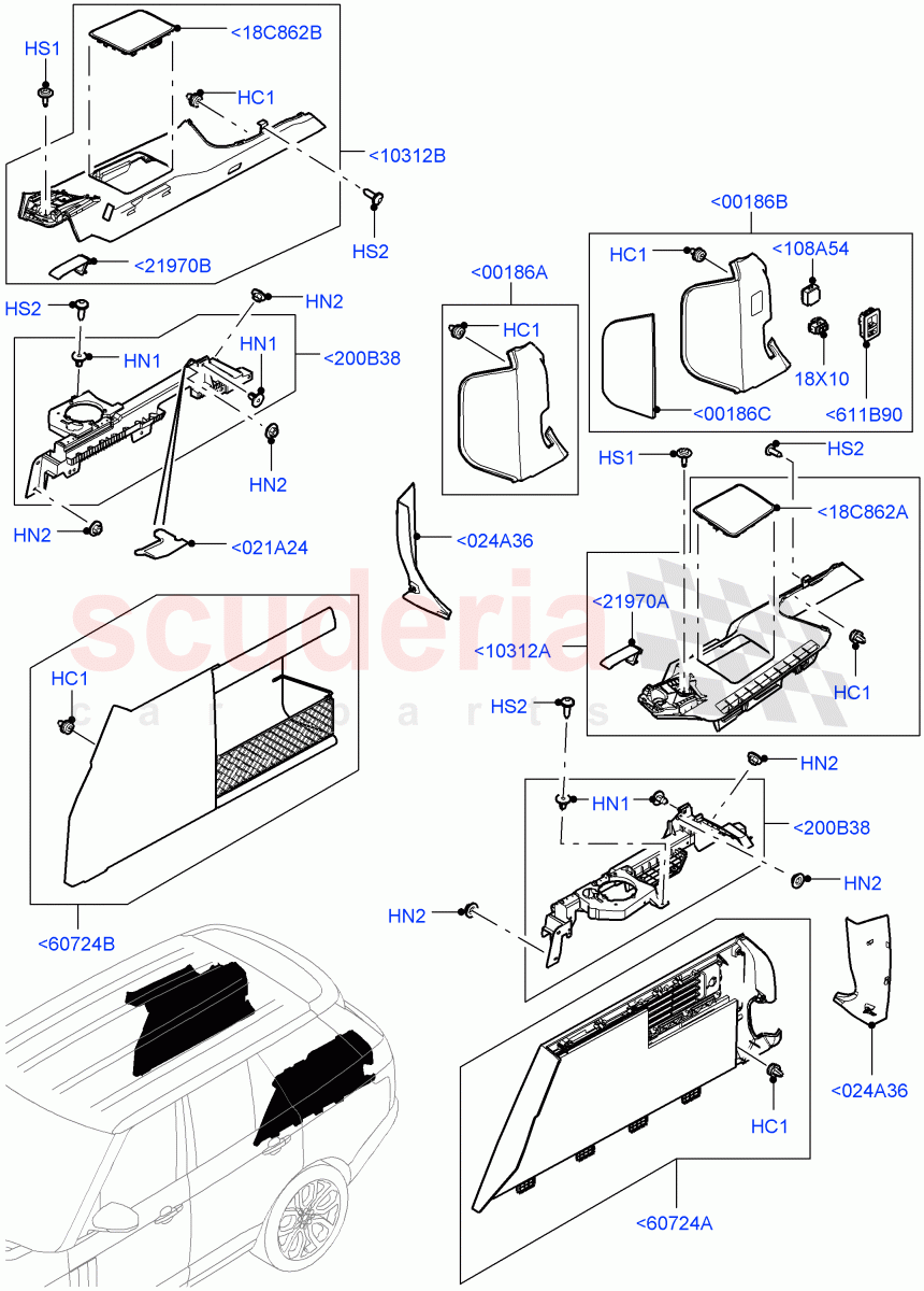 Side Trim(Luggage Compartment)(With 40/40 Split Individual Rr Seat) of Land Rover Land Rover Range Rover (2012-2021) [5.0 OHC SGDI NA V8 Petrol]