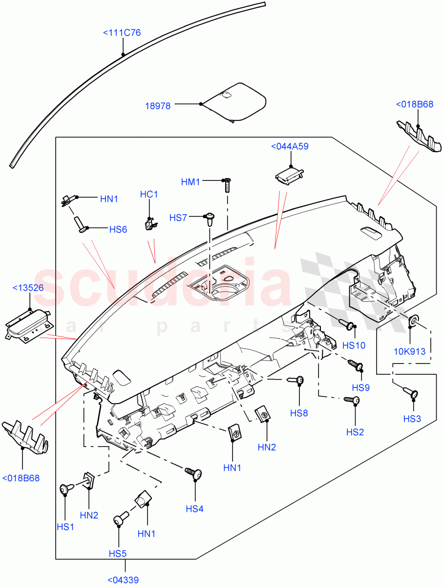 Instrument Panel (Upper, External) (Changsu (China)) ((V) FROMFG000001, (V) TOKG446856) of Land Rover Land Rover Discovery Sport (2015+) [2.0 Turbo Diesel AJ21D4]