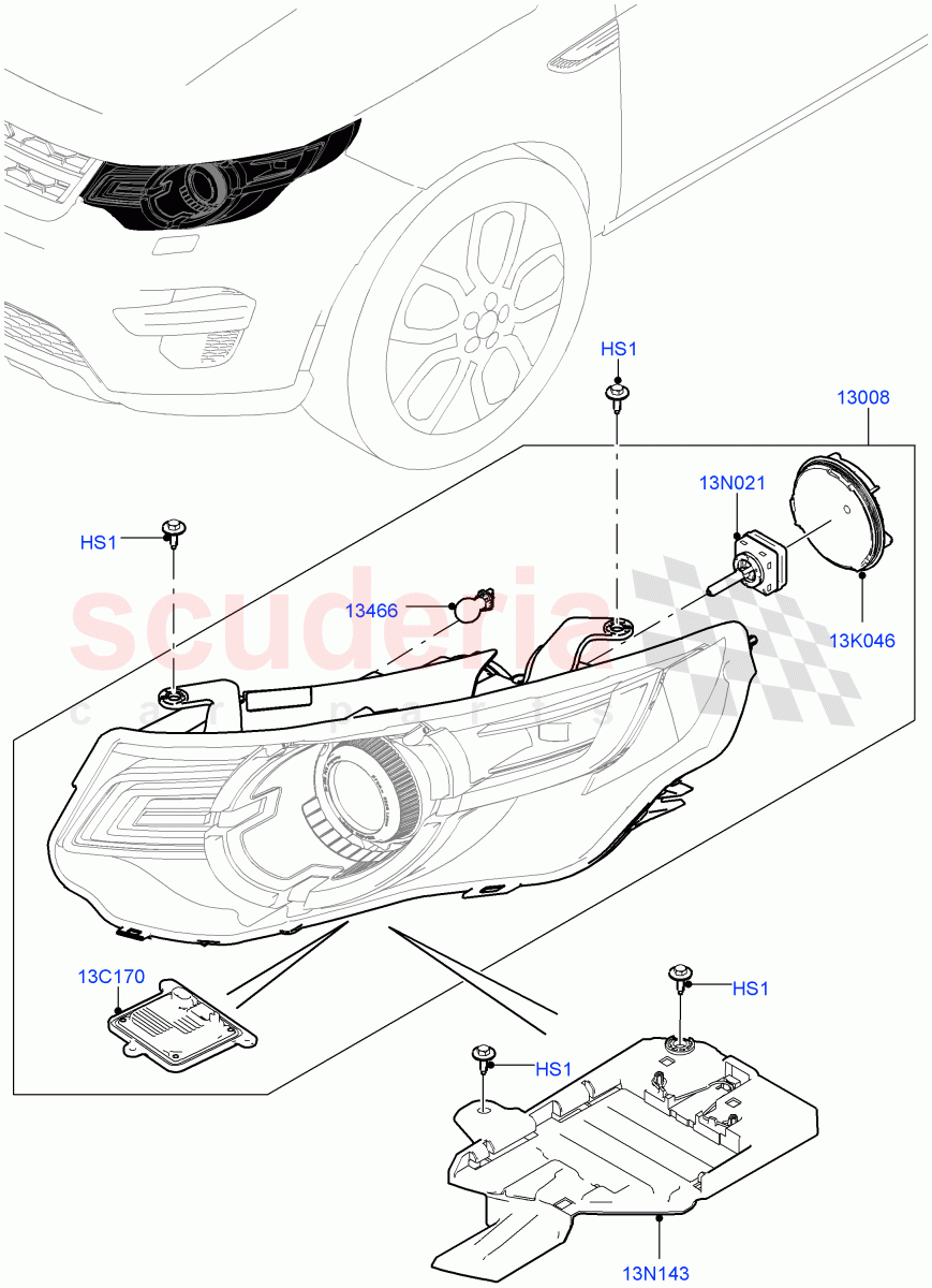 Headlamps And Front Flasher Lamps(Itatiaia (Brazil),With BI - Xenon Headlamps,With Adaptive Headlamps Bi Xenon,Headlamps - LED Premium)((V)FROMGT000001) of Land Rover Land Rover Discovery Sport (2015+) [2.0 Turbo Petrol AJ200P]