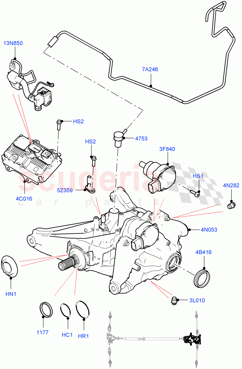Rear Axle (Changsu (China), All Wheel Drive, Efficient Driveline) of Land Rover Land Rover Range Rover Evoque (2019+) [1.5 I3 Turbo Petrol AJ20P3]