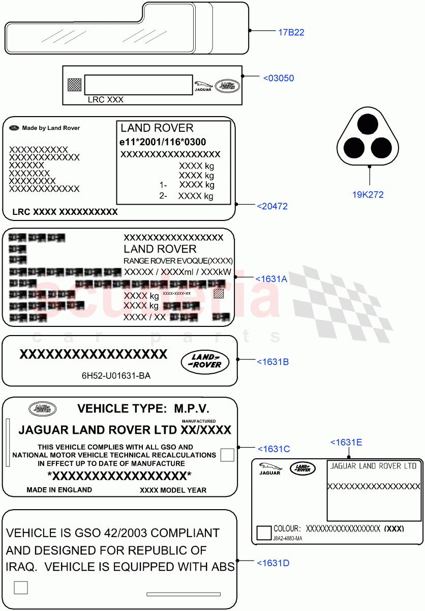 Labels(Information)(Halewood (UK)) of Land Rover Land Rover Range Rover Evoque (2012-2018) [2.2 Single Turbo Diesel]