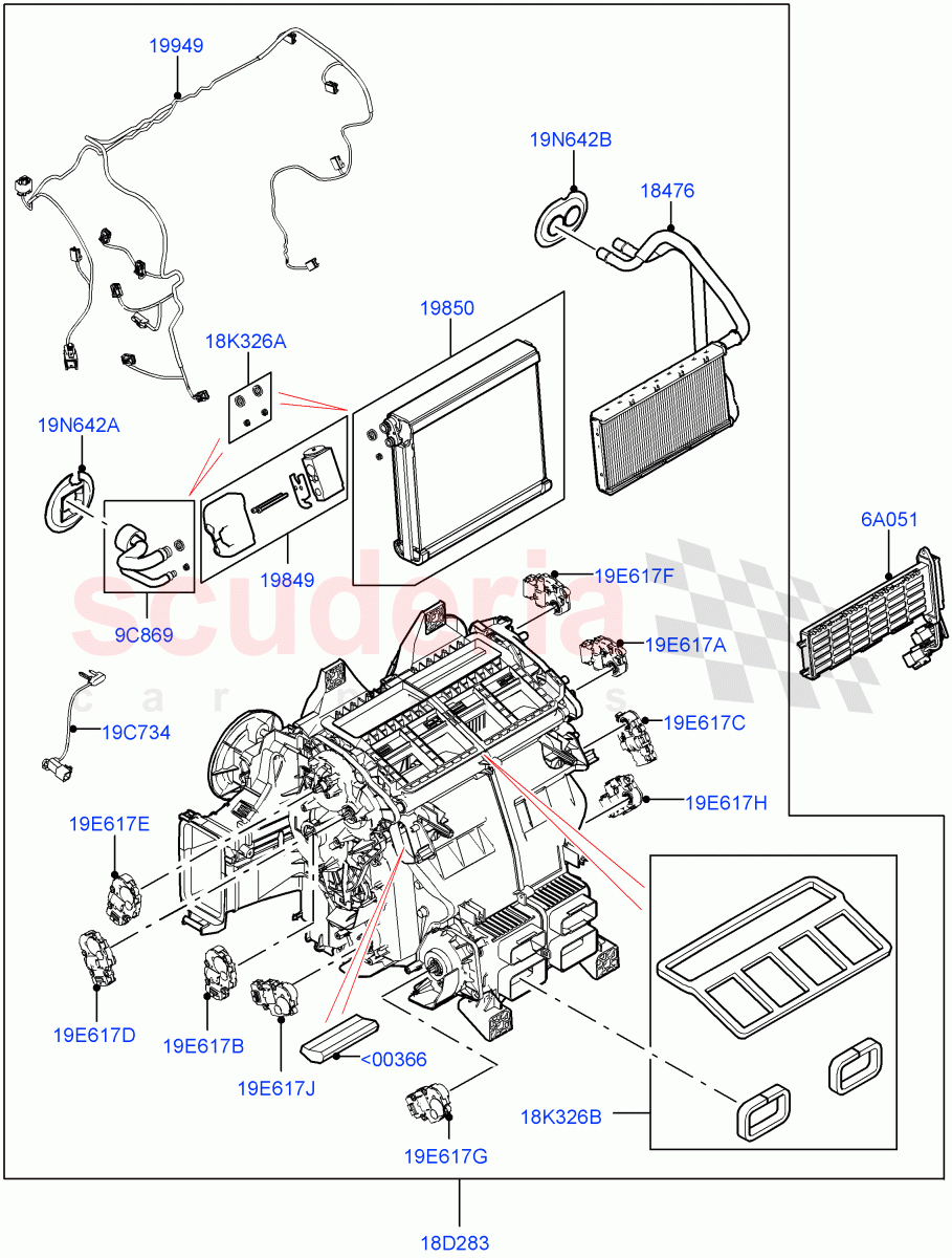 Heater/Air Cond.Internal Components (Main Unit) of Land Rover Land Rover Defender (2020+) [3.0 I6 Turbo Diesel AJ20D6]