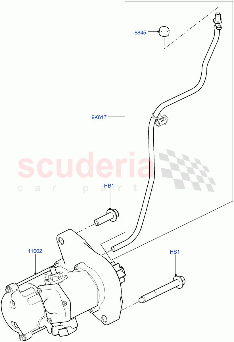 Starter Motor (Solihull Plant Build) (3.0L DOHC GDI SC V6 PETROL, Standard Electric Starter Motor) ((V) FROMHA000001) of Land Rover Land Rover Discovery 5 (2017+) [3.0 DOHC GDI SC V6 Petrol]