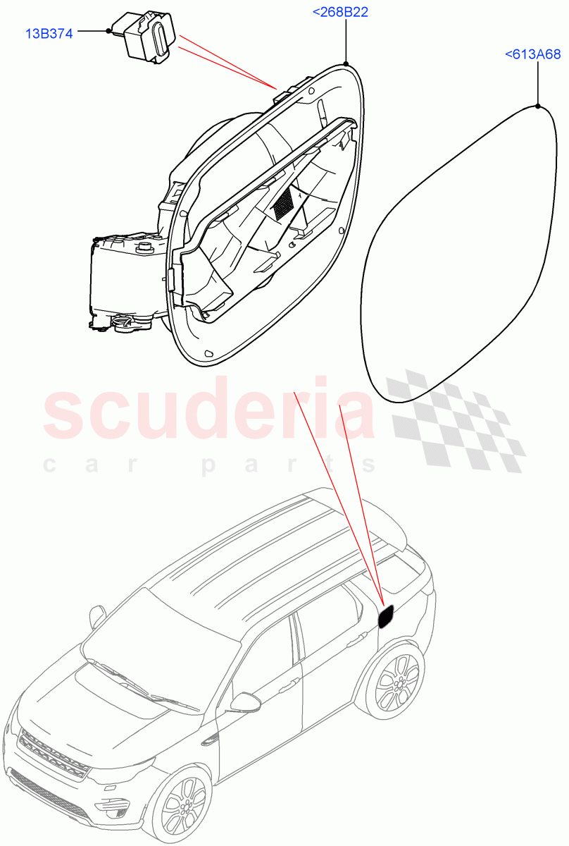Fuel Tank Filler Door And Controls (Halewood (UK), Electric Engine Battery-PHEV) ((V) FROMLH000001) of Land Rover Land Rover Discovery Sport (2015+) [2.2 Single Turbo Diesel]