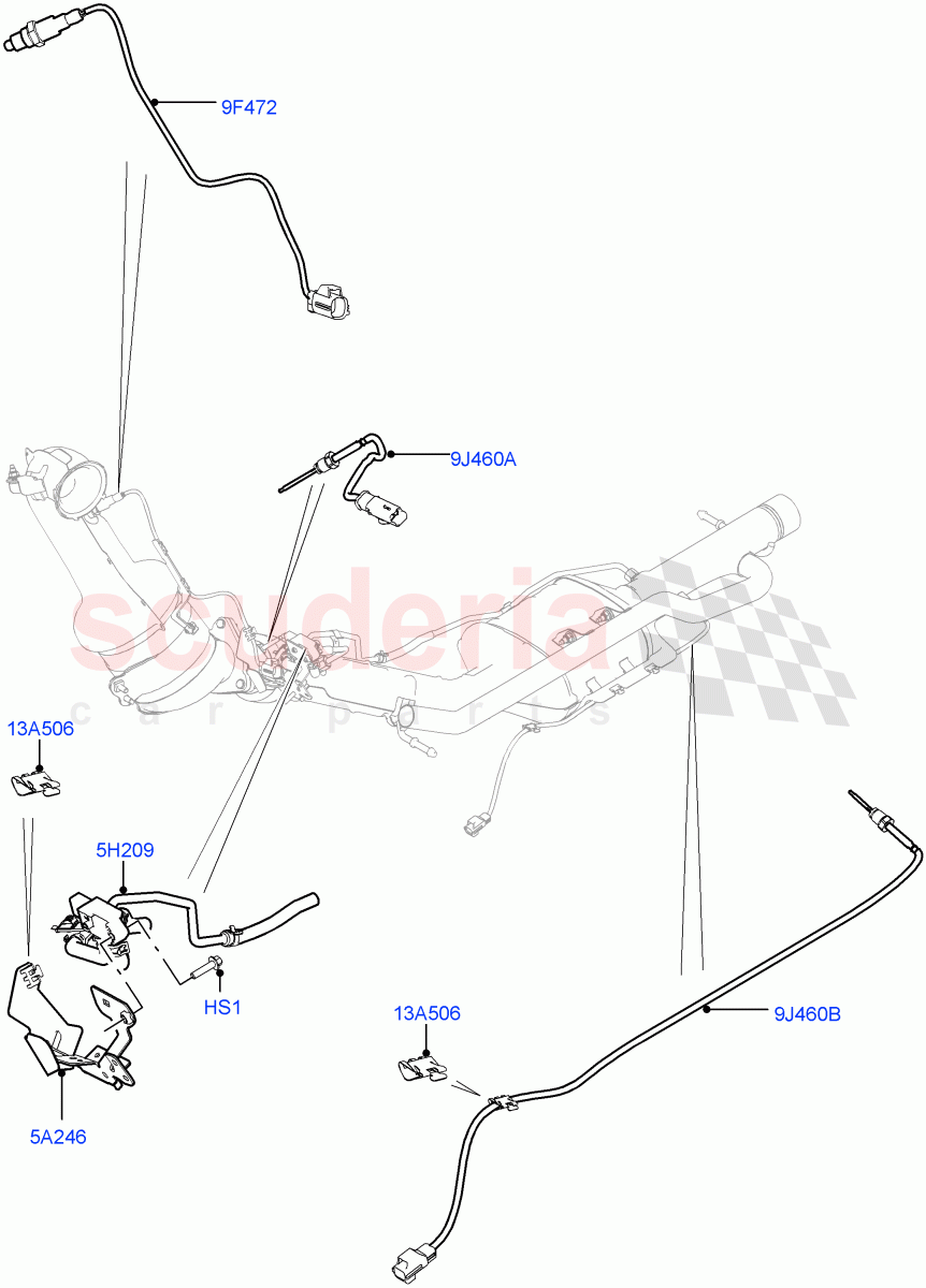 Exhaust System(Sensors)(2.0L I4 DSL MID DOHC AJ200,Stage V Plus DPF,Proconve L6 Emissions,2.0L I4 DSL HIGH DOHC AJ200,DPF + DE-SOX)((V)FROMGH000001) of Land Rover Land Rover Discovery Sport (2015+) [2.0 Turbo Diesel]