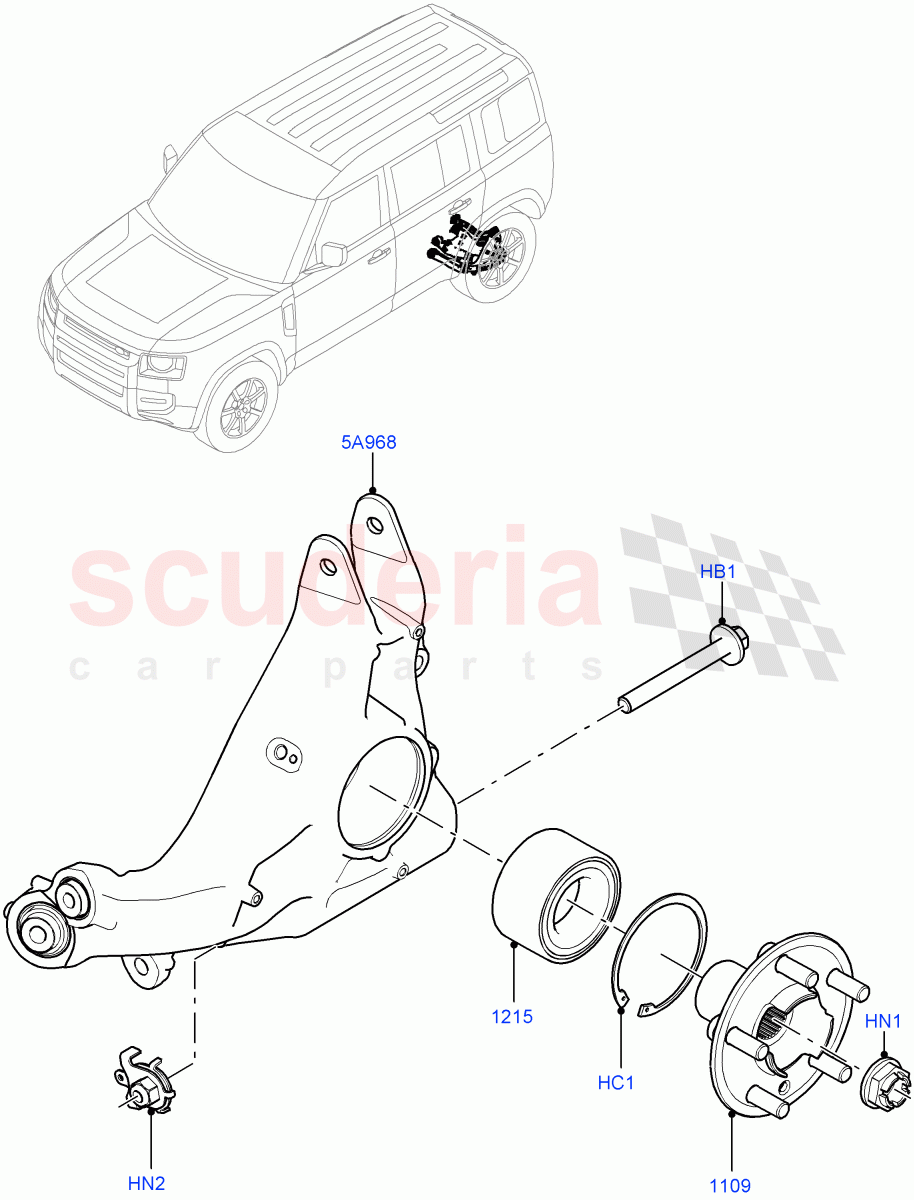 Rear Knuckle And Hub of Land Rover Land Rover Defender (2020+) [3.0 I6 Turbo Diesel AJ20D6]