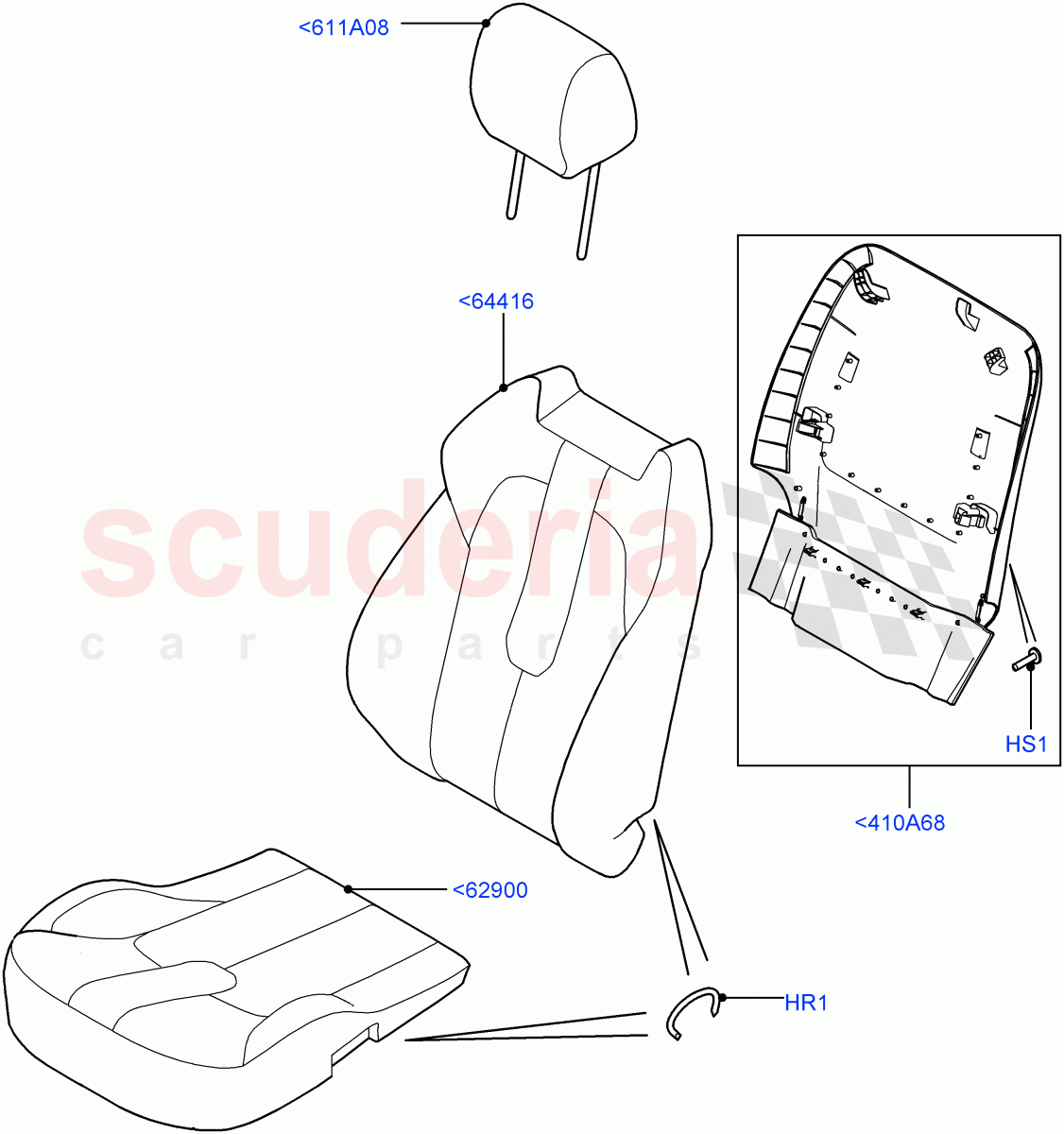 Front Seat Covers (Windsor Leather Perforated, Changsu (China), Seat - Standard) ((V) FROMEG000001, (V) TOGG134737) of Land Rover Land Rover Range Rover Evoque (2012-2018) [2.0 Turbo Diesel]