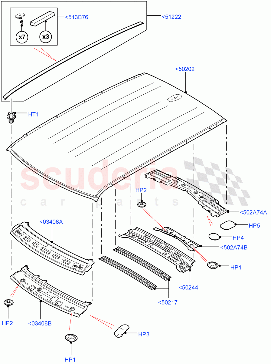 Roof - Sheet Metal (Less Panorama Roof) of Land Rover Land Rover Range Rover Sport (2014+) [3.0 Diesel 24V DOHC TC]