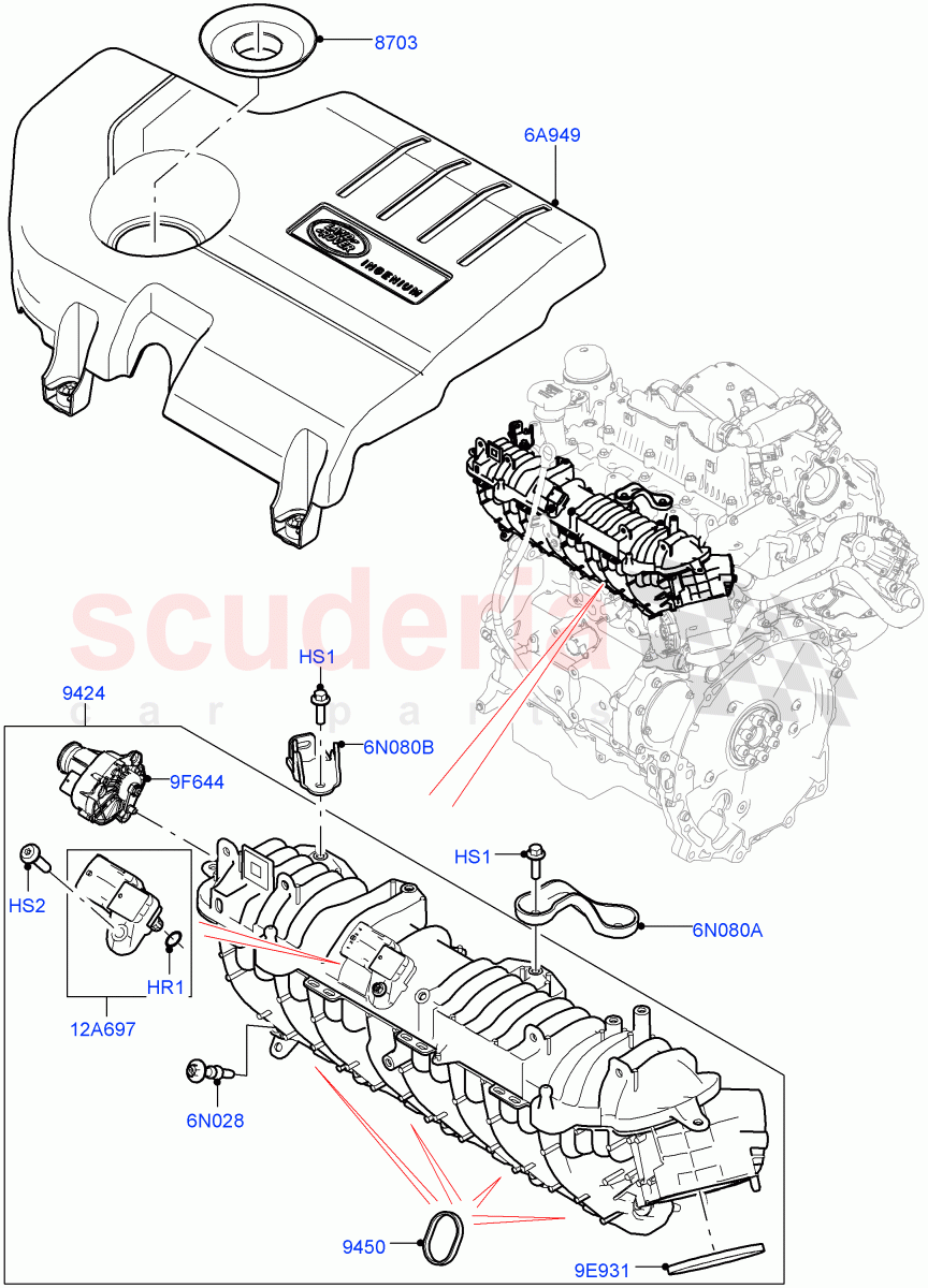 Inlet Manifold (2.0L I4 DSL HIGH DOHC AJ200) ((V) FROMJH000001) of Land Rover Land Rover Range Rover Evoque (2012-2018) [2.0 Turbo Diesel]