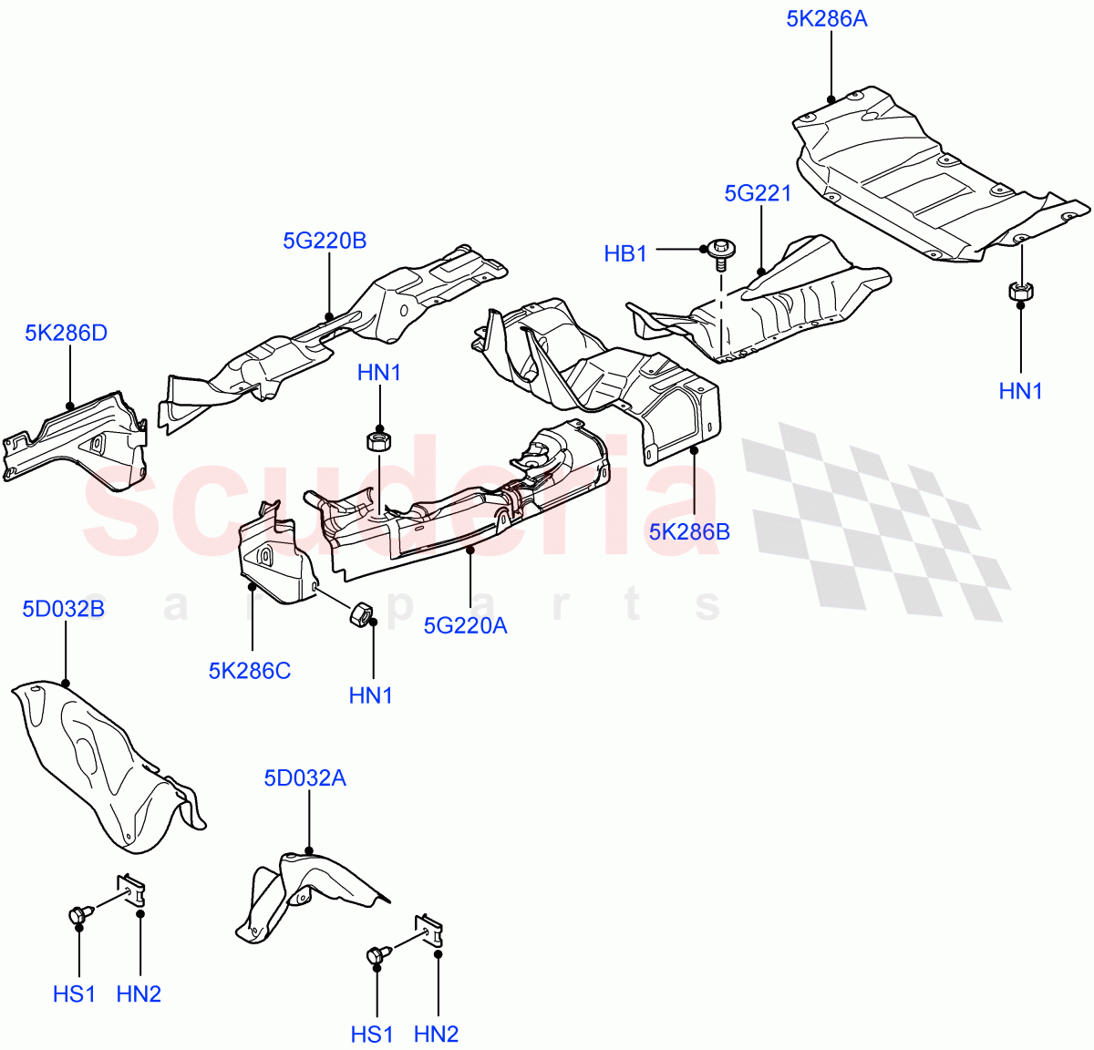 Heat Shields - Exhaust System(3.6L V8 32V DOHC EFi Diesel Lion)((V)FROMAA000001) of Land Rover Land Rover Range Rover (2010-2012) [3.6 V8 32V DOHC EFI Diesel]