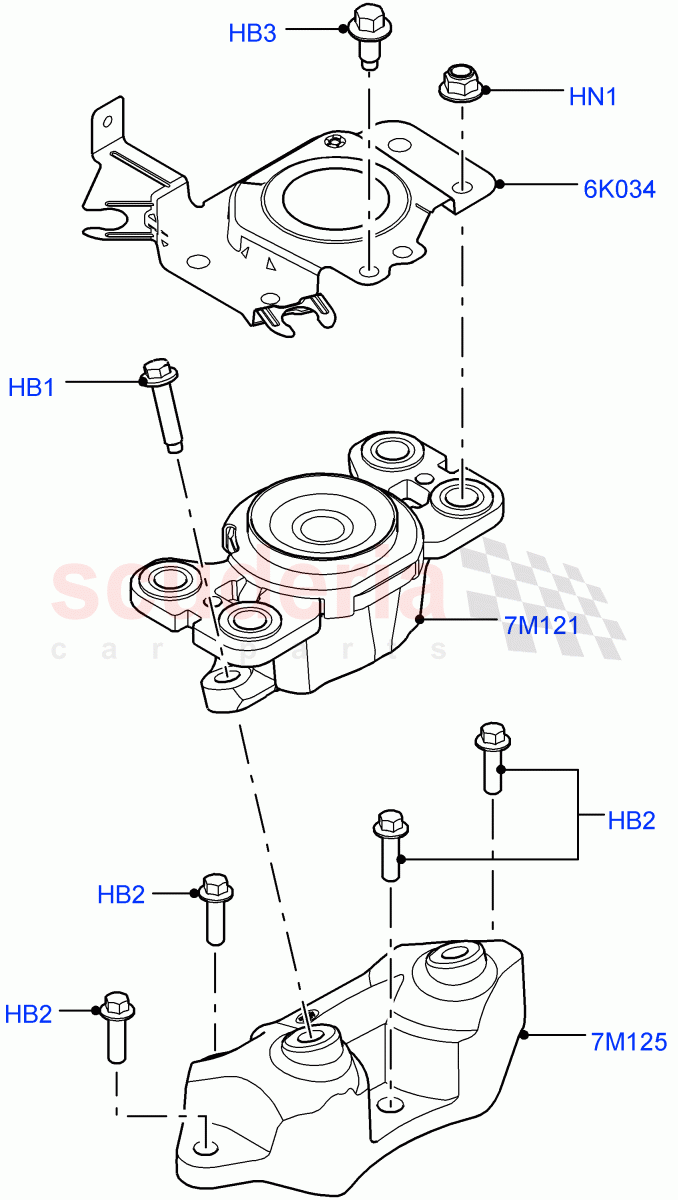 Transmission Mounting(2.0L I4 DSL MID DOHC AJ200,9 Speed Auto AWD,Halewood (UK),2.0L I4 DSL HIGH DOHC AJ200)((V)FROMGH000001) of Land Rover Land Rover Range Rover Evoque (2012-2018) [2.0 Turbo Petrol AJ200P]