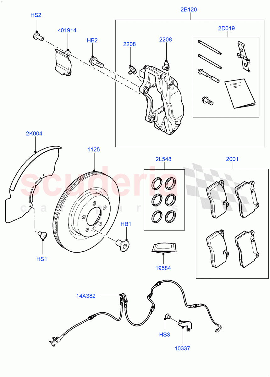 Front Brake Discs And Calipers (Disc And Caliper Size-Frt 19/RR 19) of Land Rover Land Rover Defender (2020+) [3.0 I6 Turbo Petrol AJ20P6]