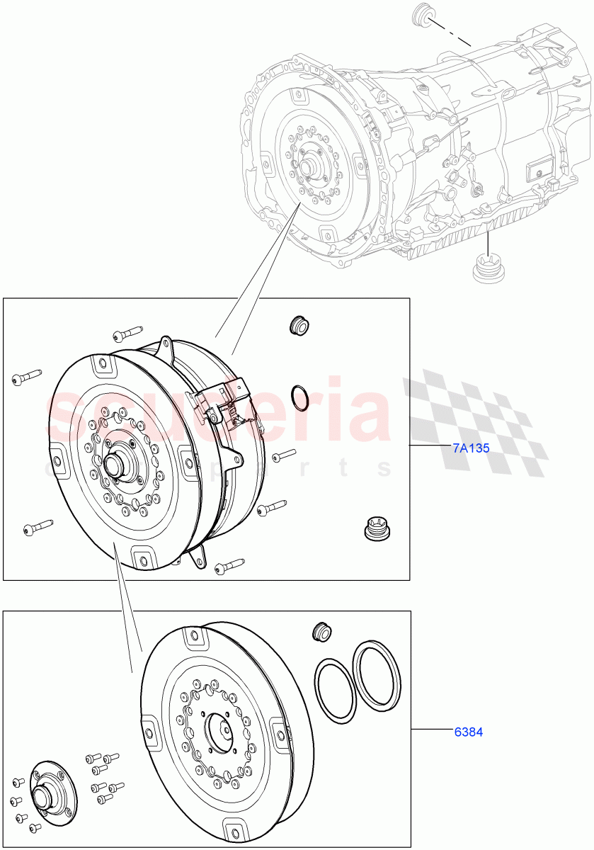 Hybrid Drive Modules(Hybrid Drive)(3.0 V6 D Gen2 Twin Turbo,8 Speed Auto Trans ZF 8HP70 HEV 4WD,3.0 V6 Diesel Electric Hybrid Eng,3.0 V6 D Gen2 Mono Turbo)((V)FROMFA000001) of Land Rover Land Rover Range Rover (2012-2021) [3.0 I6 Turbo Petrol AJ20P6]