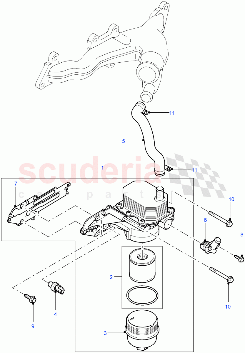 Oil Cooler And Filter (2.4L Duratorq-TDCi HPCR (140PS) -Puma) ((V) FROM7A000001, (V) TOBA999999) of Land Rover Land Rover Defender (2007-2016)