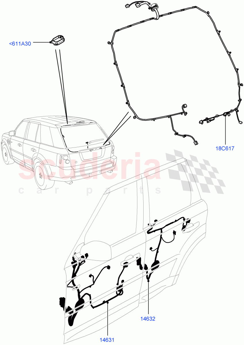 Electrical Wiring - Body And Rear (Front And Rear Doors) ((V) FROMCA000001) of Land Rover Land Rover Range Rover Sport (2010-2013) [3.6 V8 32V DOHC EFI Diesel]