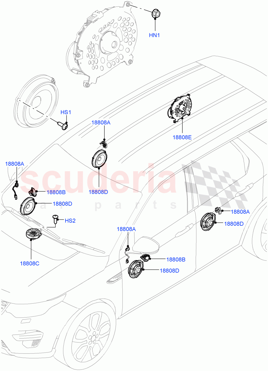 Speakers(Itatiaia (Brazil),Low Line Audio System - 400W)((V)FROMGT000001) of Land Rover Land Rover Discovery Sport (2015+) [2.0 Turbo Diesel]