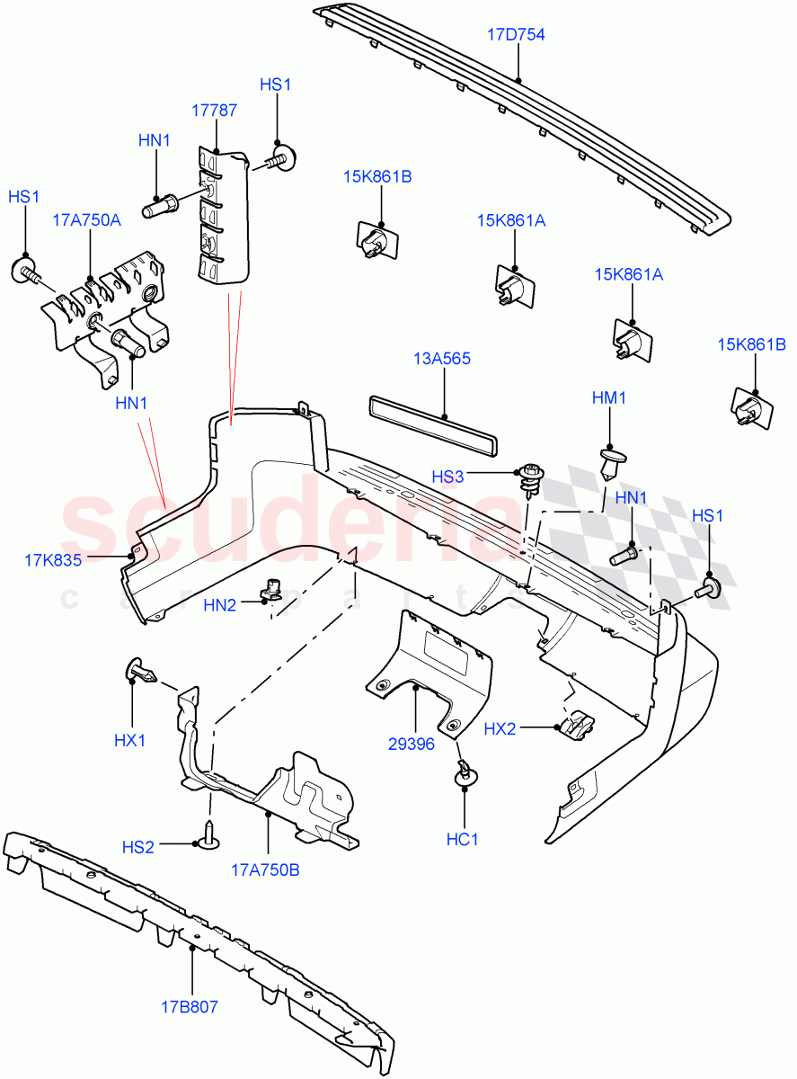 Rear Bumper ((V) FROMAA000001) of Land Rover Land Rover Discovery 4 (2010-2016) [5.0 OHC SGDI NA V8 Petrol]
