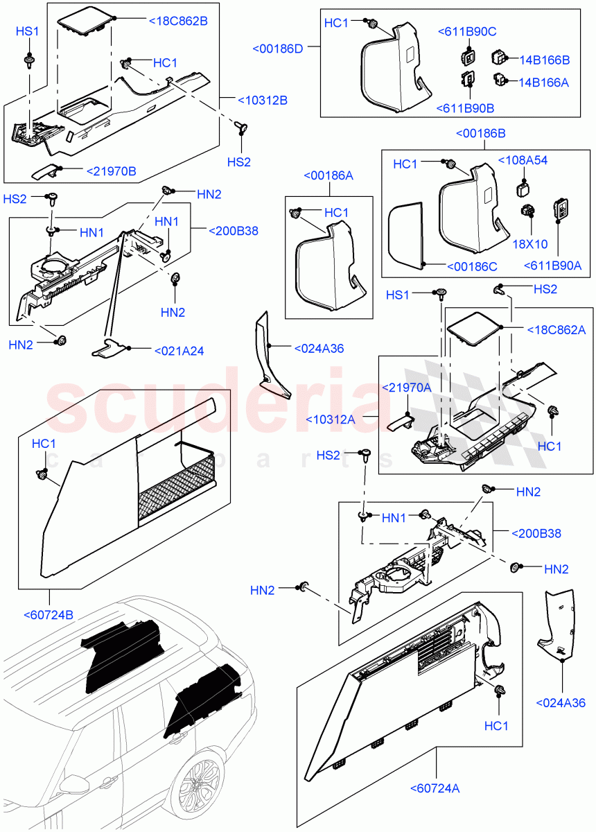 Side Trim (Luggage Compartment) (With 60/40 Manual Fold Thru Rr Seat) of Land Rover Land Rover Range Rover (2012-2021) [5.0 OHC SGDI SC V8 Petrol]