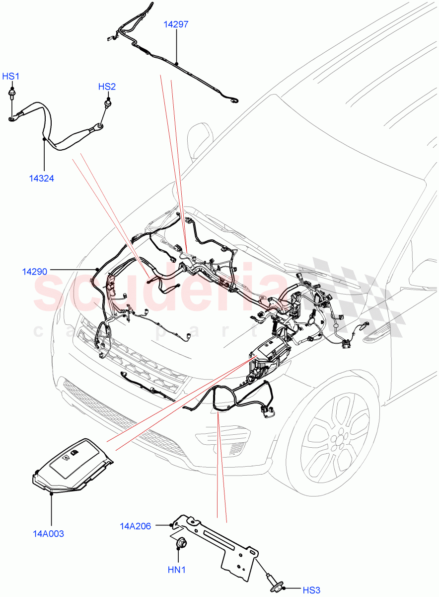 Electrical Wiring - Engine And Dash(Engine Compartment)(Halewood (UK))((V)TOKH999999) of Land Rover Land Rover Discovery Sport (2015+) [2.0 Turbo Petrol GTDI]