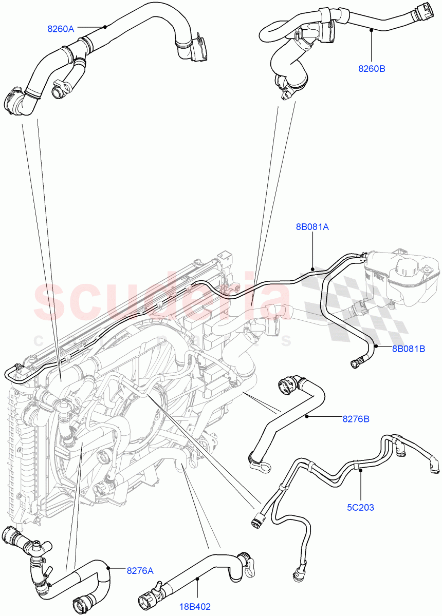 Cooling System Pipes And Hoses (2.0L I4 DSL MID DOHC AJ200, 6 Speed Manual Trans-JLR M66 2WD, 6 Speed Manual Trans M66 - AWD, 6 Speed Manual Trans BG6) ((V) FROMGH000001) of Land Rover Land Rover Discovery Sport (2015+) [2.0 Turbo Diesel]