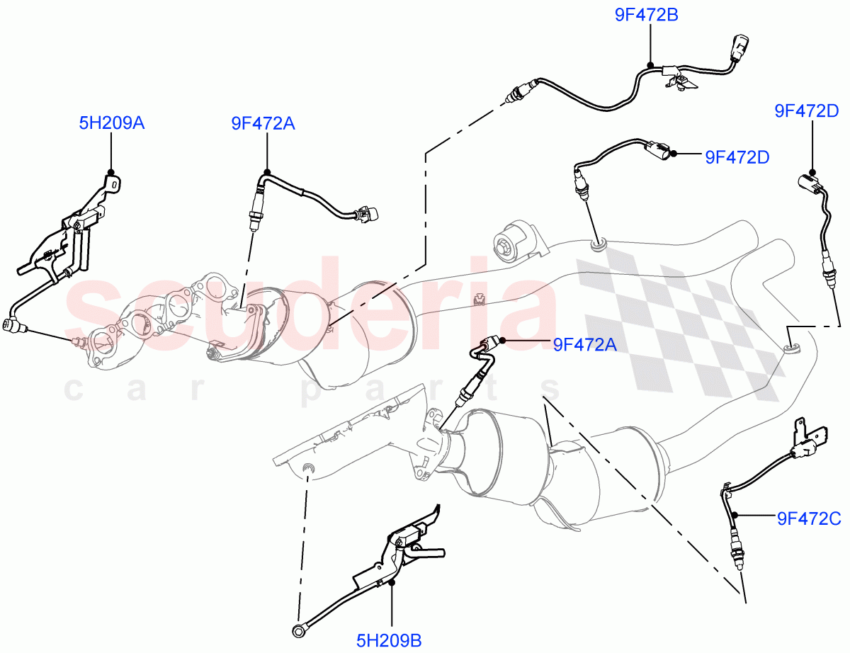 Exhaust Sensors And Modules(Solihull Plant Build)(3.0L DOHC GDI SC V6 PETROL,Beijing 6 Petrol Emission)((V)FROMJA000001) of Land Rover Land Rover Discovery 5 (2017+) [3.0 DOHC GDI SC V6 Petrol]