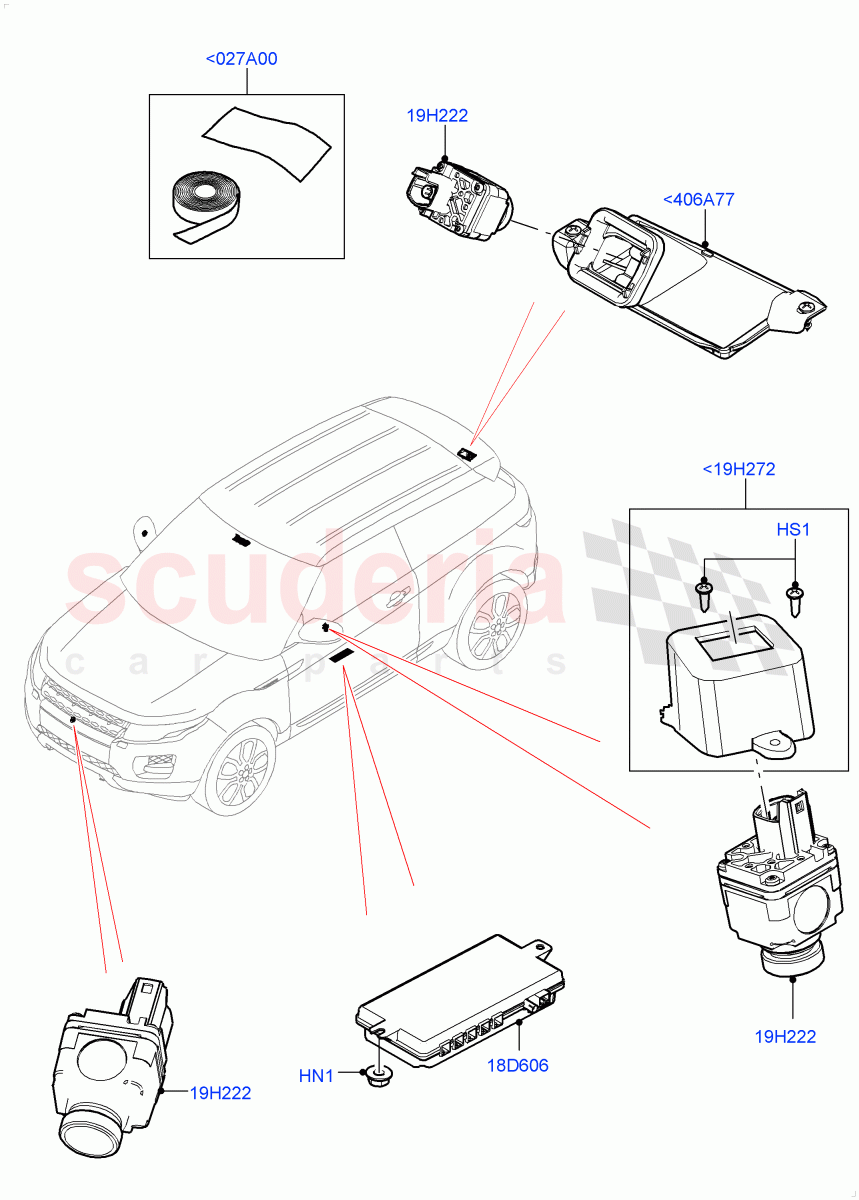 Camera Equipment(Halewood (UK),Surround Camera System,Surround Camera Sys+Water Wade Aid)((V)FROMGH000001) of Land Rover Land Rover Range Rover Evoque (2012-2018) [2.0 Turbo Petrol GTDI]