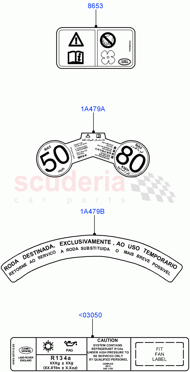 Labels(Warning Decals)(Itatiaia (Brazil))((V)FROMGT000001) of Land Rover Land Rover Range Rover Evoque (2012-2018) [2.0 Turbo Petrol AJ200P]