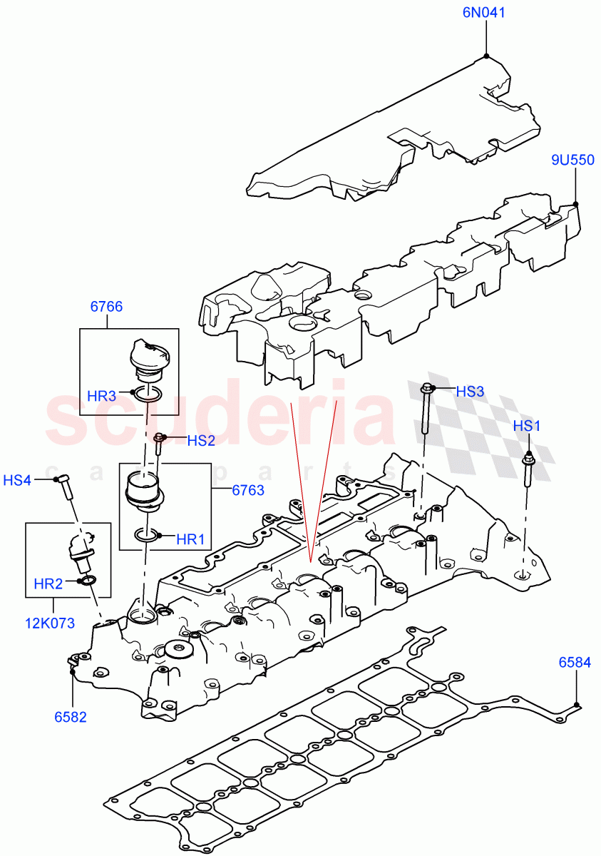 Cylinder Head Cover(3.0L AJ20D6 Diesel High)((V)FROMLA000001) of Land Rover Land Rover Range Rover (2012-2021) [3.0 I6 Turbo Diesel AJ20D6]