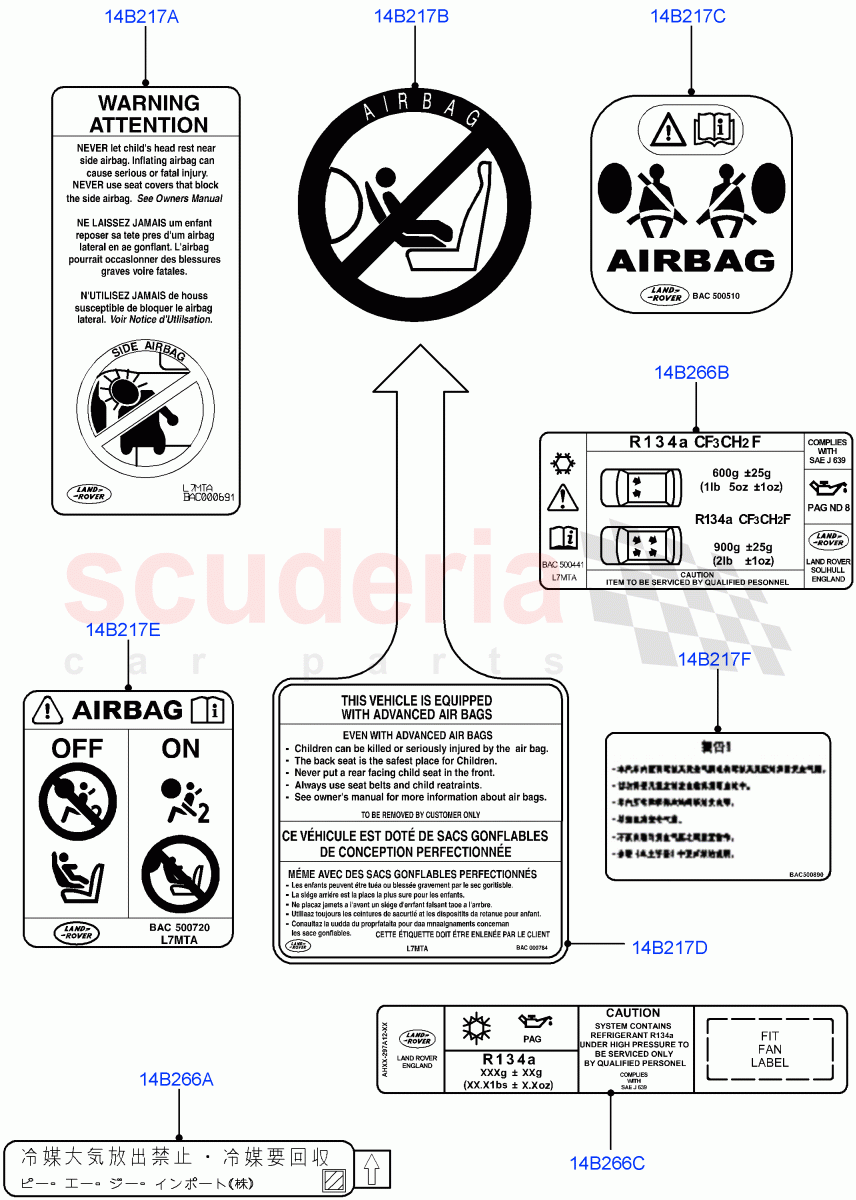 Labels(For Air Bag / Air Conditioning)((V)FROMAA000001) of Land Rover Land Rover Range Rover Sport (2010-2013) [3.0 Diesel 24V DOHC TC]