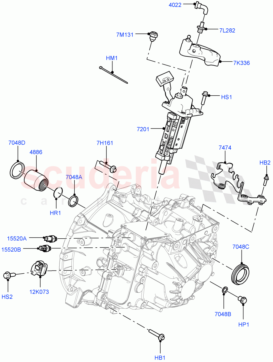 Manual Transmission External Cmpnts(2.0L I4 DSL MID DOHC AJ200,6 Speed Manual Trans M66 - AWD,6 Speed Manual Trans-JLR M66 2WD)((V)FROMGH000001) of Land Rover Land Rover Range Rover Evoque (2012-2018) [2.2 Single Turbo Diesel]