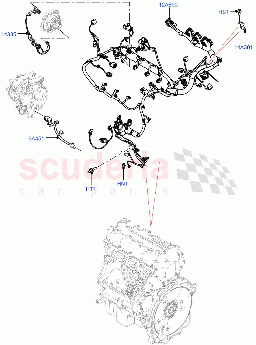 Electrical Wiring - Engine And Dash (Engine) (2.0L AJ21D4 Diesel Mid, Halewood (UK)) ((V) FROMMH000001) of Land Rover Land Rover Discovery Sport (2015+) [2.0 Turbo Petrol AJ200P]